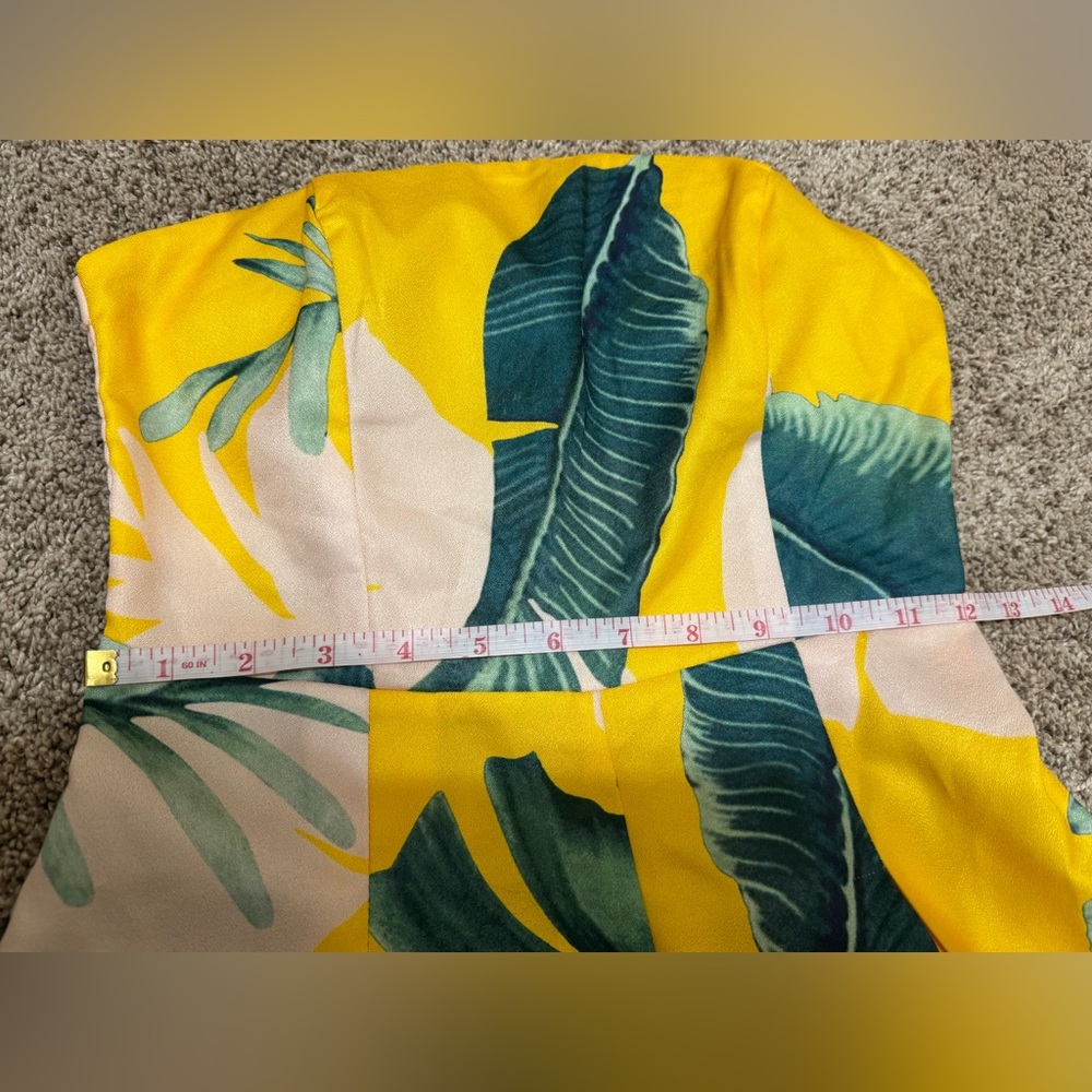 Lulu's Yellow Tropical Strapless Wide-Leg Jumpsuit NWOT - Picture 5 of 11